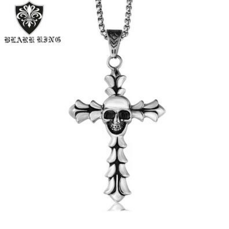 Instrumente europene și americane angro bărbați retrogotici europeni și americani's Stainless Steel Skull Pendant Fashion Cross Skull Pendant